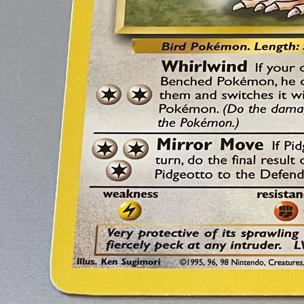 Pokémon Base Set 2: Rare Pidgeotto + purple Psychic Energy card